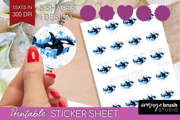 Download Orca Blue Floral Printable Sticker Sheet - Premium Resources