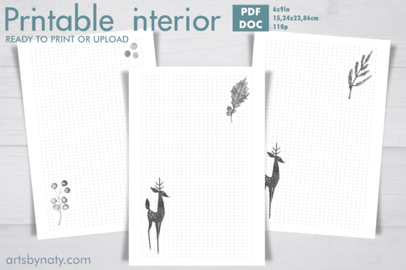 Download Elegant Deer Bujo Printable KDP Interior - Kdp interior Collection