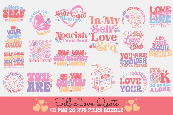 Download Retro Self Love Valentine SVG PNG Bundle - Self love Collection