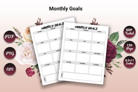 Download Monthly Goals KDP Interior Log Book - Kdp interior Collection