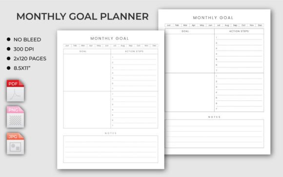 Download Monthly Goal Planner - KDP Interior - Kdp interior Collection