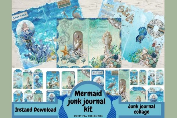 Download Mermaid Junk Journal Kit - Journal kit Collection