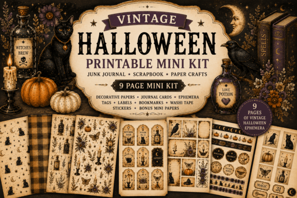 Download Vintage Halloween Junk Journal Kit - Journal kit Collection
