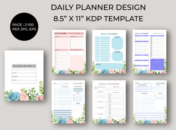 Download Floral Daily Planner Design KDP Interior - Kdp interior Collection