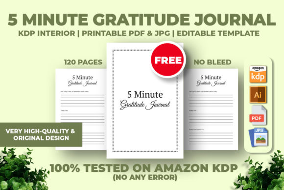 Download 5 Minute Gratitude Journal KDP Interior - Kdp interior Collection