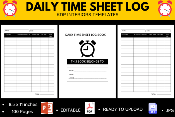 Download Daily Time Sheet Log Book KDP Interior - Kdp interior Collection